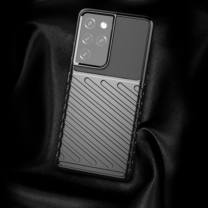 Case Samsung Galaxy S21 Ultra 5G #เคสฝาหลัง TPU อ่อน Thunder Series Twill Texture Soft TPU