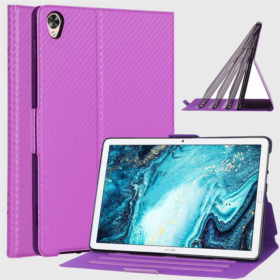 Case Huawei MediaPad M6 10.8-inch #เคสแบบฝาพับลาย Carbon Fiber Texture Magnetic Leather Shell มีช่องใส่การ์ด