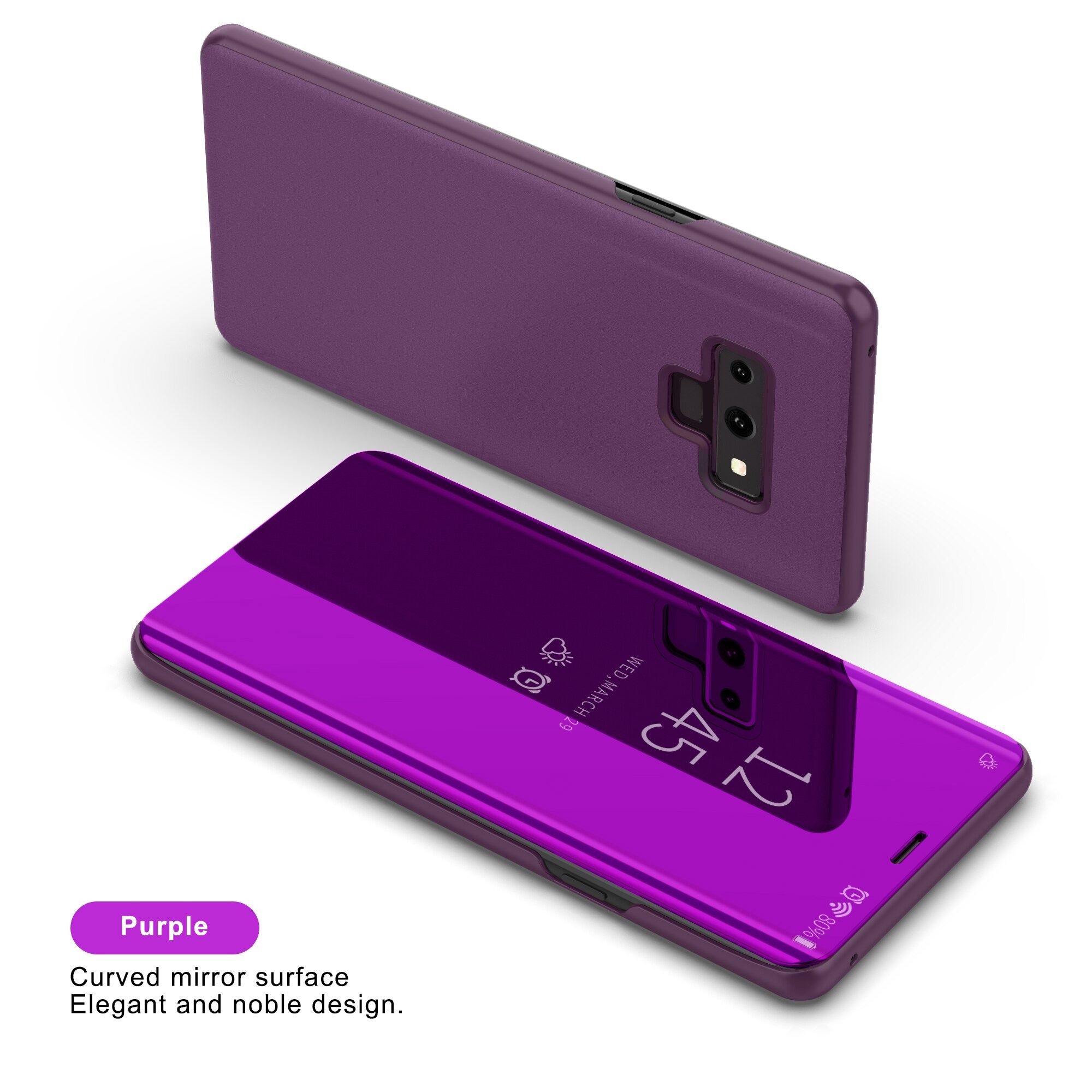 Case Samsung Galaxy Note 9 #เคสฝาพับปกโปร่งแสงผิวเงา Electroplating Mirror Surface Window View