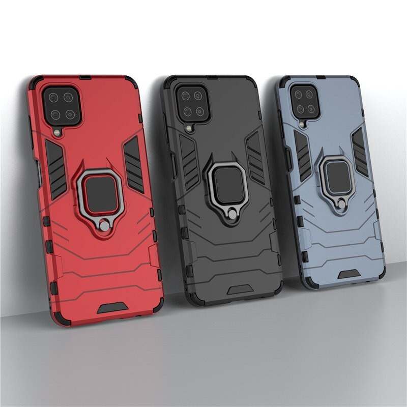 เคส Samsung Galaxy A42 5G #เคสฝาหลังพลาสติกแข็ง +TPU Hybrid Case มีแหวนสวมนิ้วโลหะ