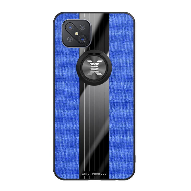 Case OPPO Reno 4Z 5G #เคสฝาหลังเคลือบผ้าเนื้อมีแหวนสวมนิ้ว TPU ไฮบริด+อะคริลิ + แหวนโลหะ
