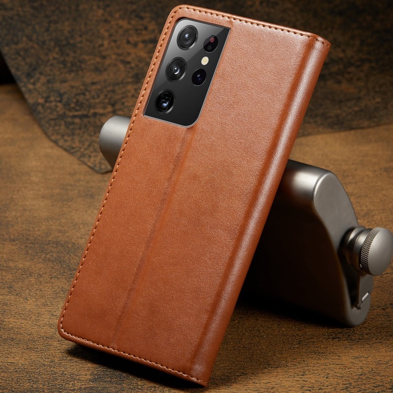 เคส Samsung Galaxy S21 Ultra #เคสหนัง PU สไตล์กระเป๋าสตางค์พร้อมช่องใส่การ์ด Luxury Flip Stand Card Phone Leather Wallet Cover Casing