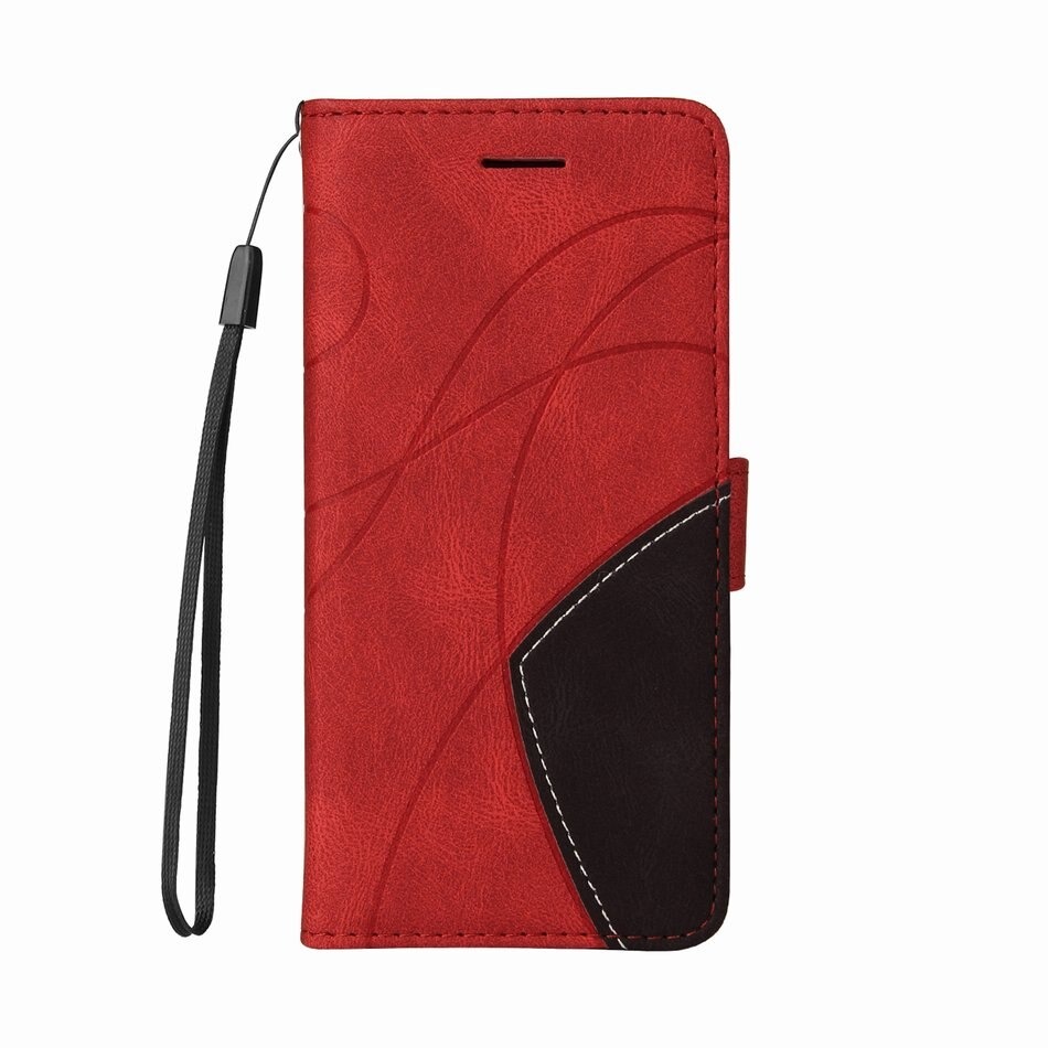 เคส Samsung Galaxy S10+ #เคสฝาพับหนัง PU มีช่องเสียบบัตร Two-color Splicing Skin-touch Feeling Protector PU Leather