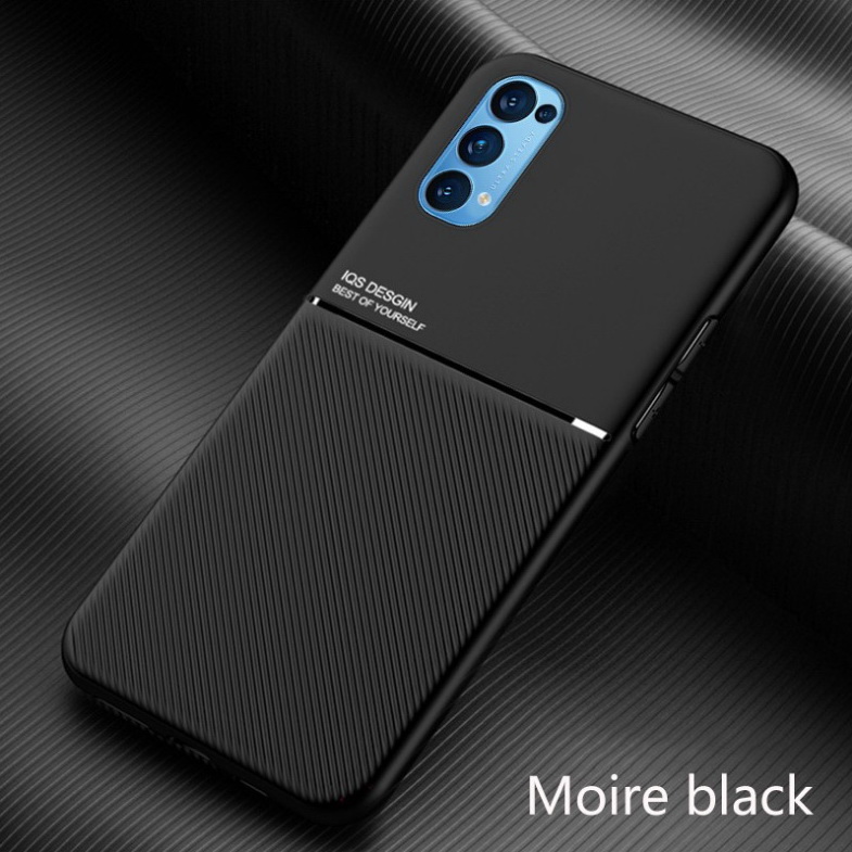 เคส OPPO Reno 6 5G #เคสฝาหลัง TPU เคลือบหนัง PU สไตล์ธุรกิจที่เรียบง่ายมีแผ่นเหล็กในตัว Minimalist Business Style Leather Coated TPU Built-in metal magnetic plate