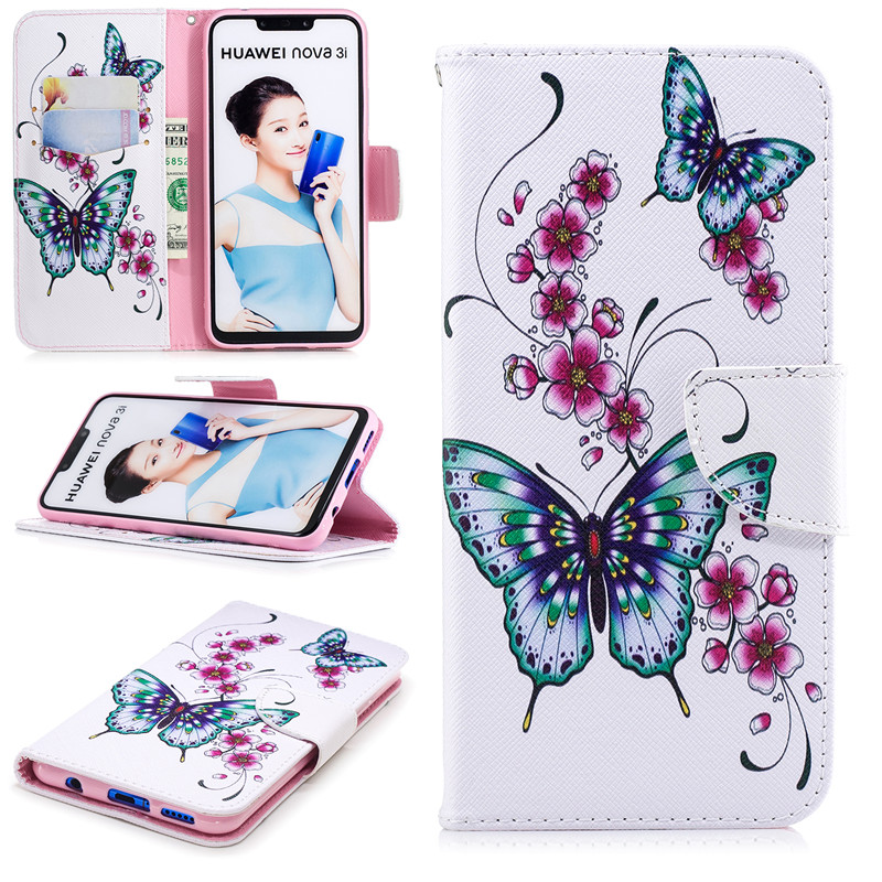 เคส Huawei nova 3i #เคสฝาพับสไตล์กระเป๋าสตางค์พิมพ์ลายสวยๆ Pattern Printing Magnetic Leather