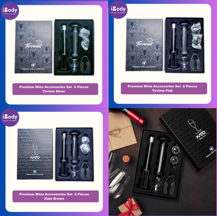 Premium Wine Accessories Set 6 Pieces ชุดเปิดขวดไวน์ อุปกรณ์เปิดขวดไวน์ Wine Opener Set, Stoppers, Pourer, Foil Cutter