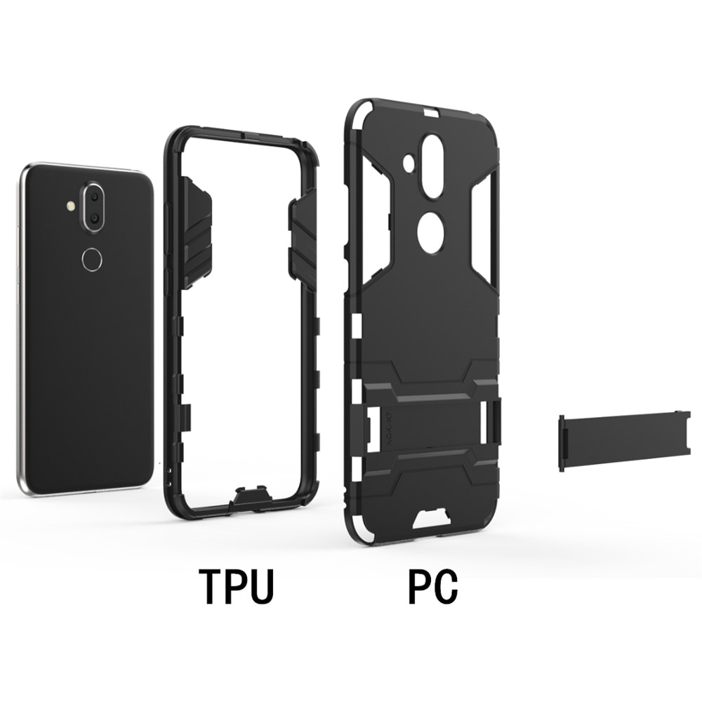 เคส Nokia 8.1 / X7 #เคสฝาหลังพลาสติก ไฮบริด TPU + Kickstand สีสันสวยงามทันสมัย