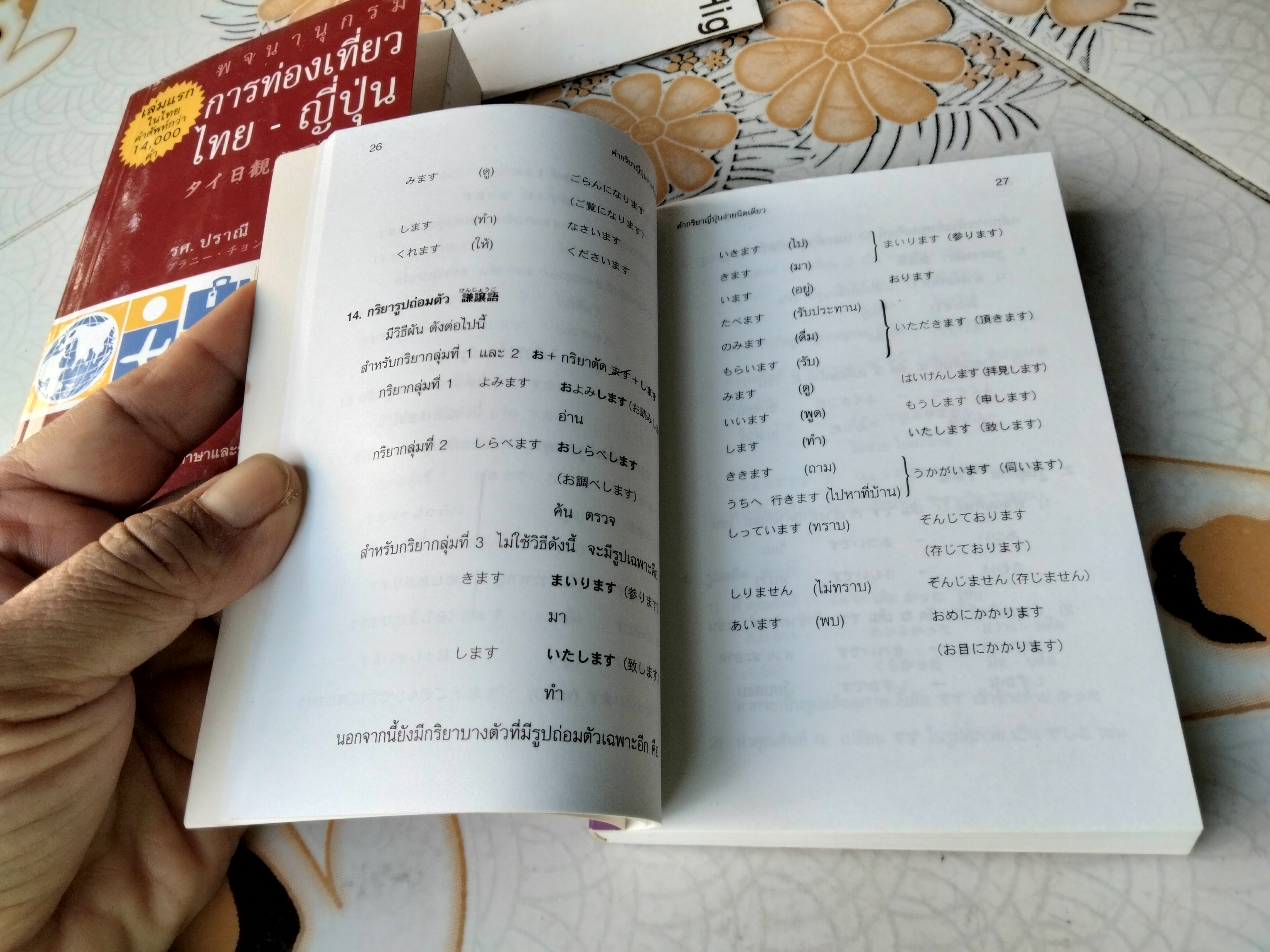 พจนานุกรมการท่องเที่ยว ไทย- ญี่ปุ่น : รศ.ปราณี จงสุจริตธรรม +คำกริยาญี่ปุ่นง่ายนิดเดียว : สุภา ปัทมานันท์