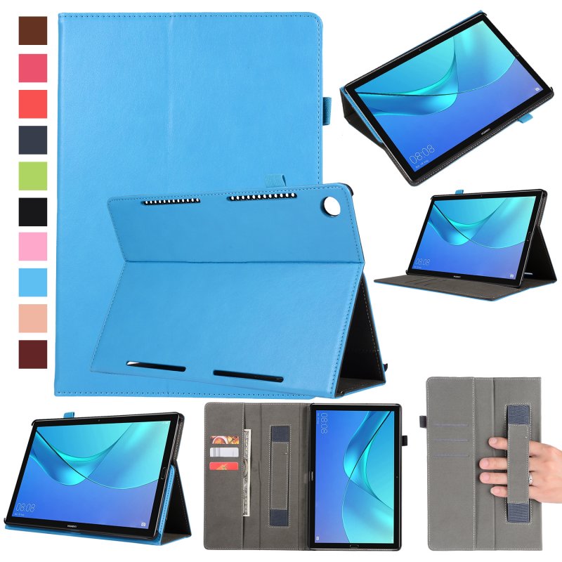 Case Huawei MediaPad M5 Pro 10.8 นิ้ว #เคสฝาพับหนัง PU มีที่สวมนิ้ว Wallet Stand Leather Cover Shell with Elastic Band