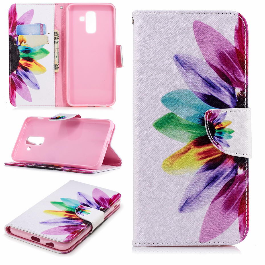 Case Samsung Galaxy A6+ (2018) #เคสฝาพับกระเป๋าสตางค์หนัง PU พิมพ์ลายสวยงามน่ารักๆ