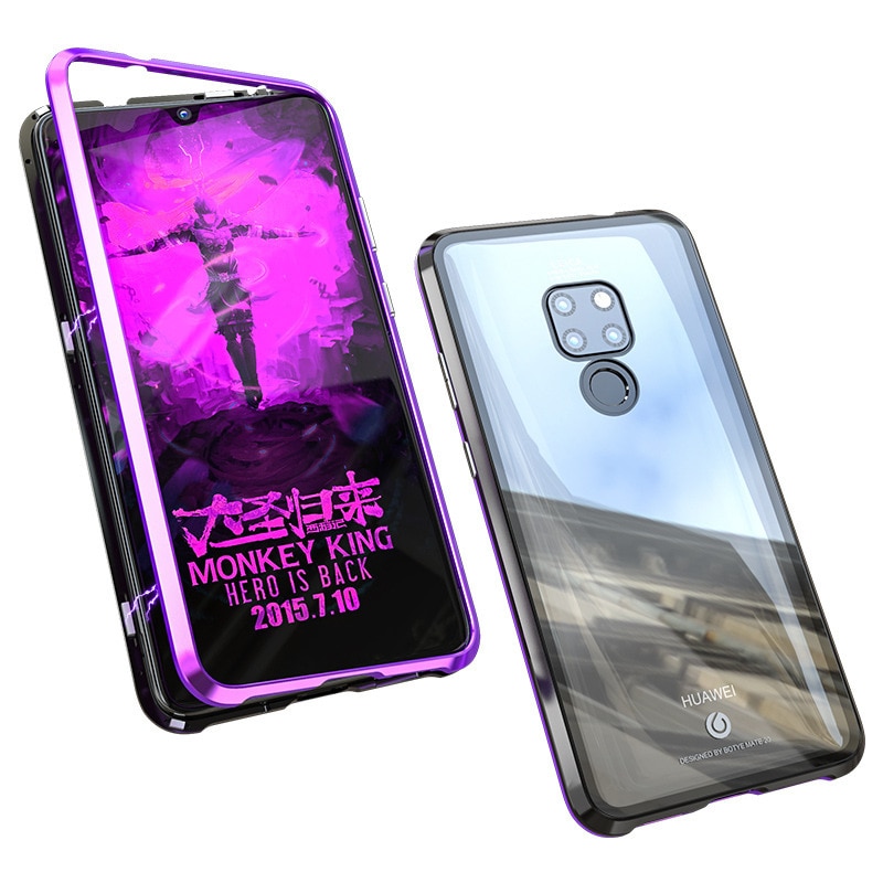 Case Huawei Mate 20 #เคสกรอบโลหะที่ถอดออกได้ติดแม่เหล็ก + แผ่นด้านหลังกระจกนิรภัยคุณภาพดี