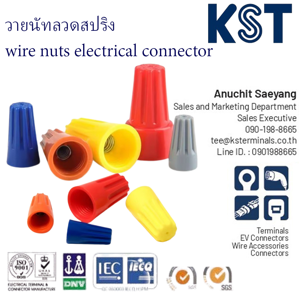WN วายนัทลวดสปริง,screw-on wire cap connectors with spring insert