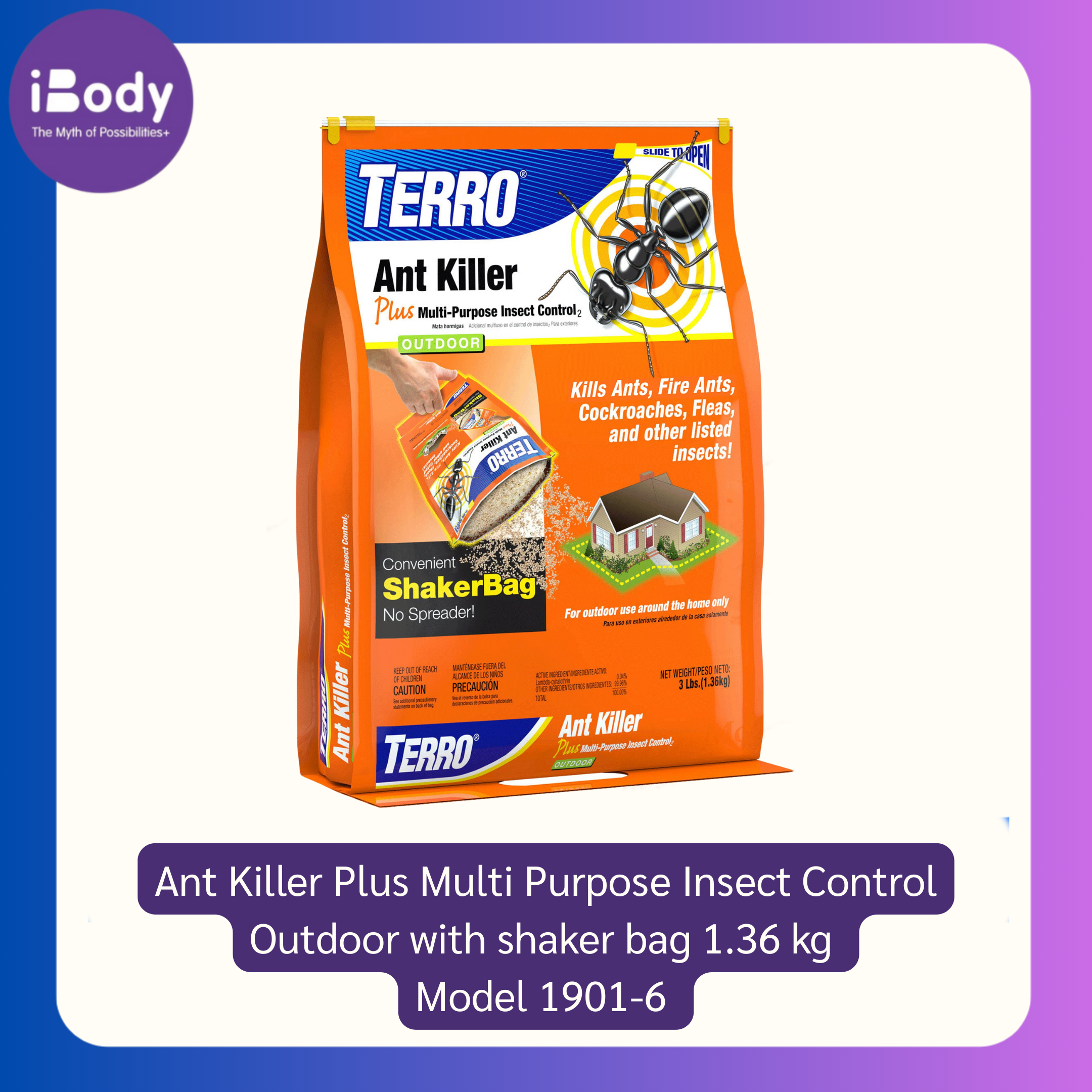ผลิตภัณฑ์กำจัดมด แมลง Ant Killer Plus Multi Purpose Insect Control Outdoor with shaker bag 1.36 kg Model 1901-6 (TERRO®) ทรายกันมด แมลงสาบ หมัด และแมลงอื่นๆ