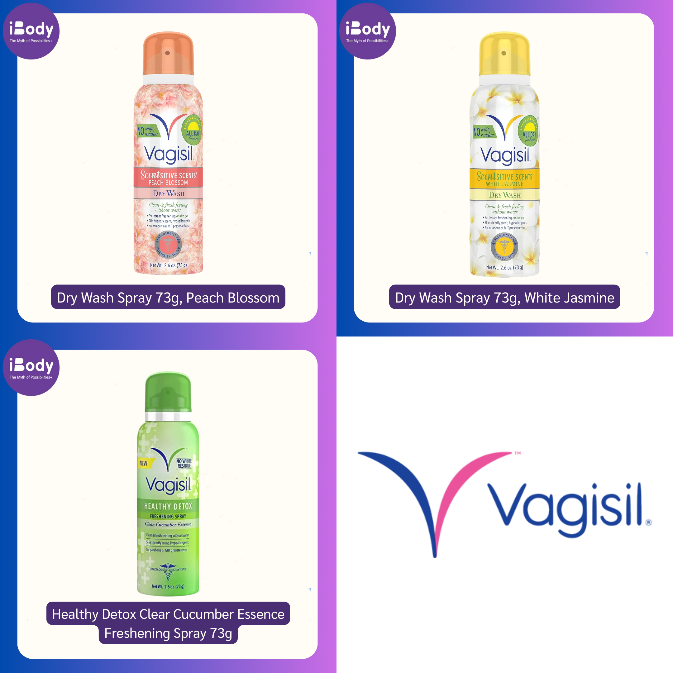 Vagisil® Dry Wash Spray 73 g สเปรย์ระงับกลิ่นไม่พึงประสงค์ สำหรับจุดซ่อนเร้น