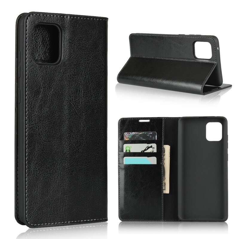 Case Samsung Galaxy Note 10 Lite #เคสฝาพับหนังแท้แบบกระเป๋าสตางค์คุณภาพดี Crazy Horse Genuine Leather Cover
