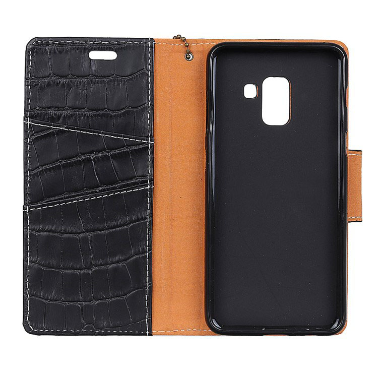 เคส Samsung Galaxy A8 (2018) #เคสฝาพับหนังแท้สไตล์กระเป๋าสตางค์รูปแบบหนังจระเข้