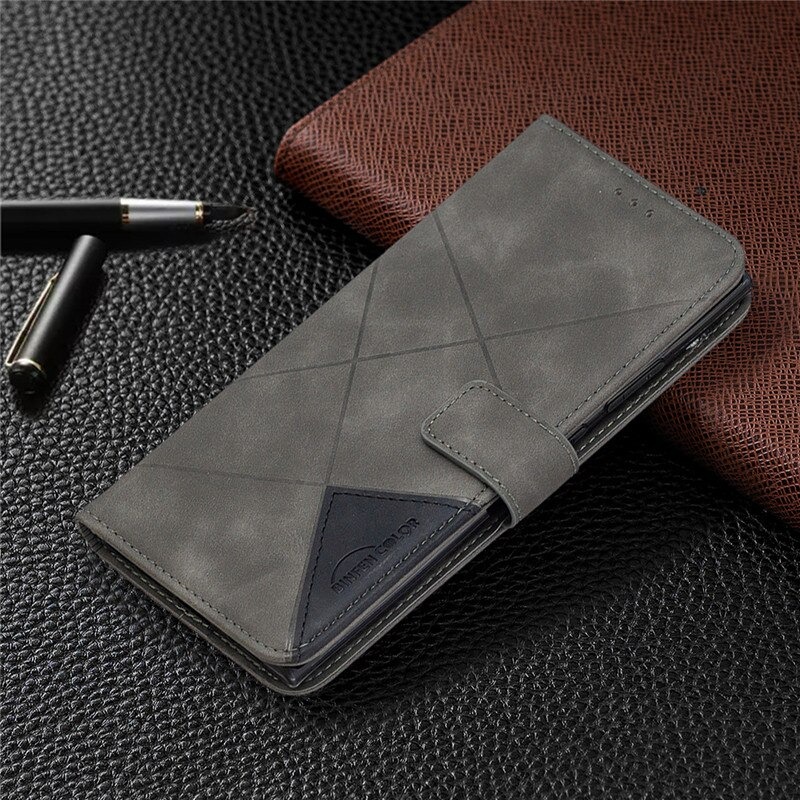 เคส Samsung Galaxy A42 5G #เคสฝาพับหนัง PU มีช่องเสียบ ID บัตรอื่นๆในตัว Geometric Pattern Leather Card Holder Protective