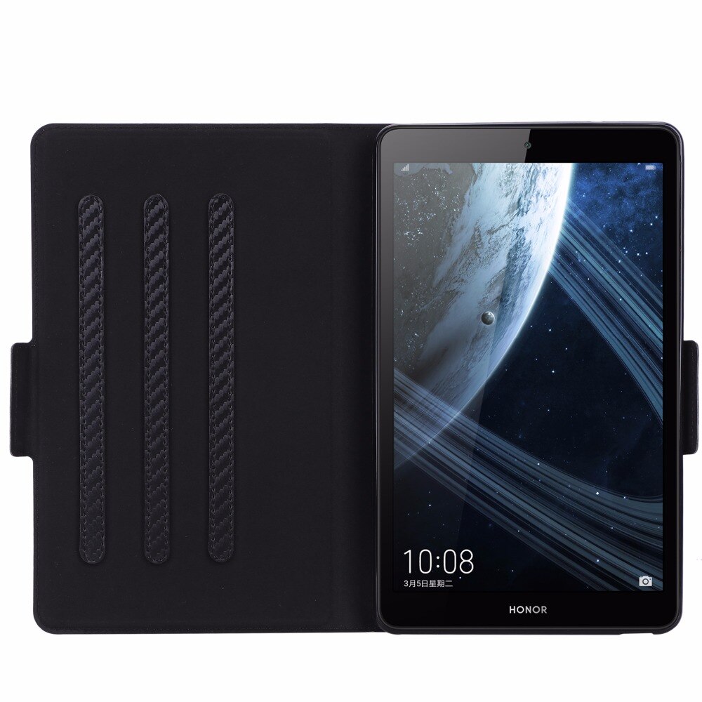 Case Huawei MediaPad M5 Lite 8 #เคสฝาพับลาย Carbon Fiber Texture Magnetic Leather Shell มีช่องใส่การ์ด