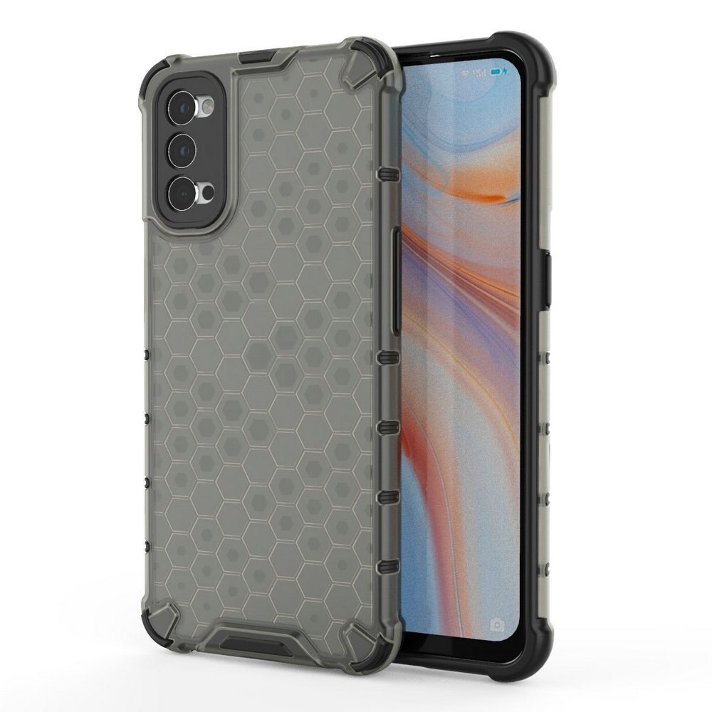 Case OPPO Reno 4 Pro 5G #เคสฝาหลังกันกระแทก Honeycomb Shock Absorber TPU + PC + Silicone Hybrid
