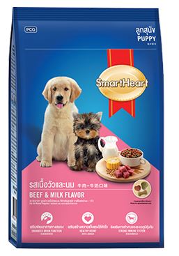 SmartHeart สมาร์ทฮาร์ท อาหารเม็ดลูกสุนัข รสเนื้อวัวและนม 8Kg
