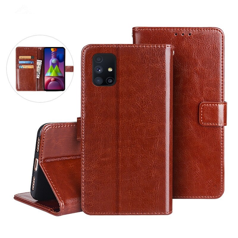Case Samsung Galaxy M51 #เคสฝาพับแบบกระเป๋าสตางค์หนัง PU ผิวหนังม้า Crazy Horse