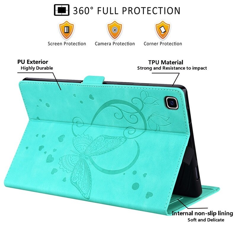 เคส Samsung Galaxy Tab A 8.0 (2019) T290 T295 #เคสฝาพับหนัง PU ลายผีเสื้อมีช่องใส่บัตร Embossed Love Butterflies Flip Leather Case