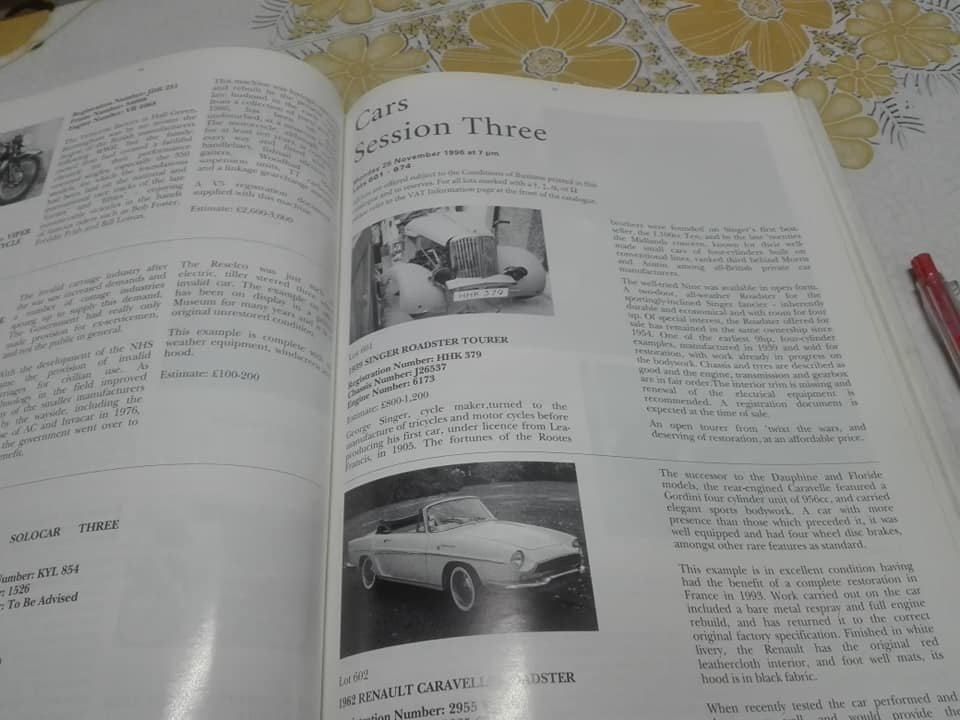 SOTHEBY'S - COLLECTORS VEHICLES AND AUTOMOBILIA RAF MUSEUM, LONDON - MONDAY 25 November 1996