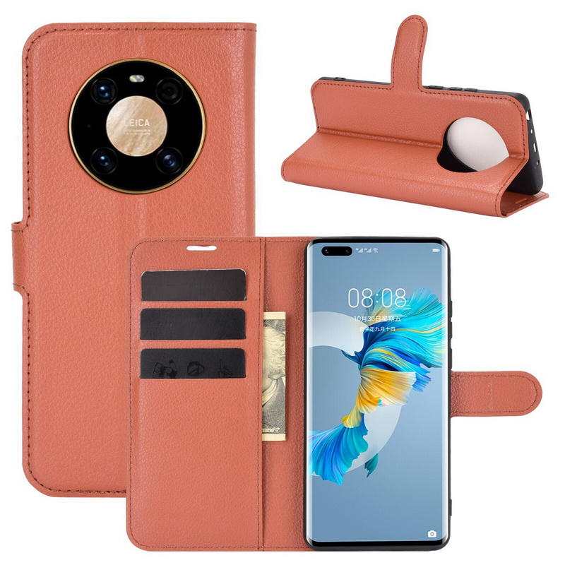 เคส Huawei Mate 40 Pro #เคสฝาพับสไตล์กระเป๋าสตางค์หนัง PU ผิวลิ้นจี่