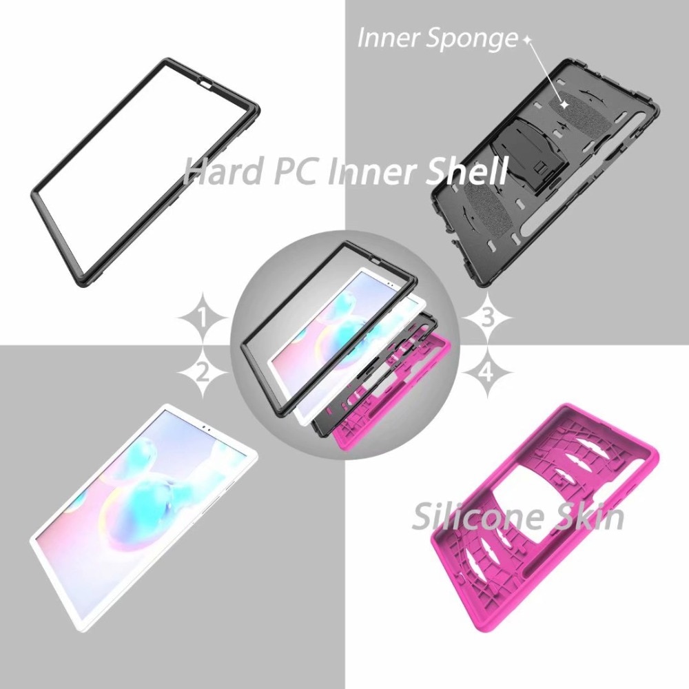 Case Samsung Galaxy Tab S6 SM-T860/T865 #เคสฝาหลังกันกระแทกพลาสติกแข็ง + ซิลิโคนพร้อมขาตั้ง