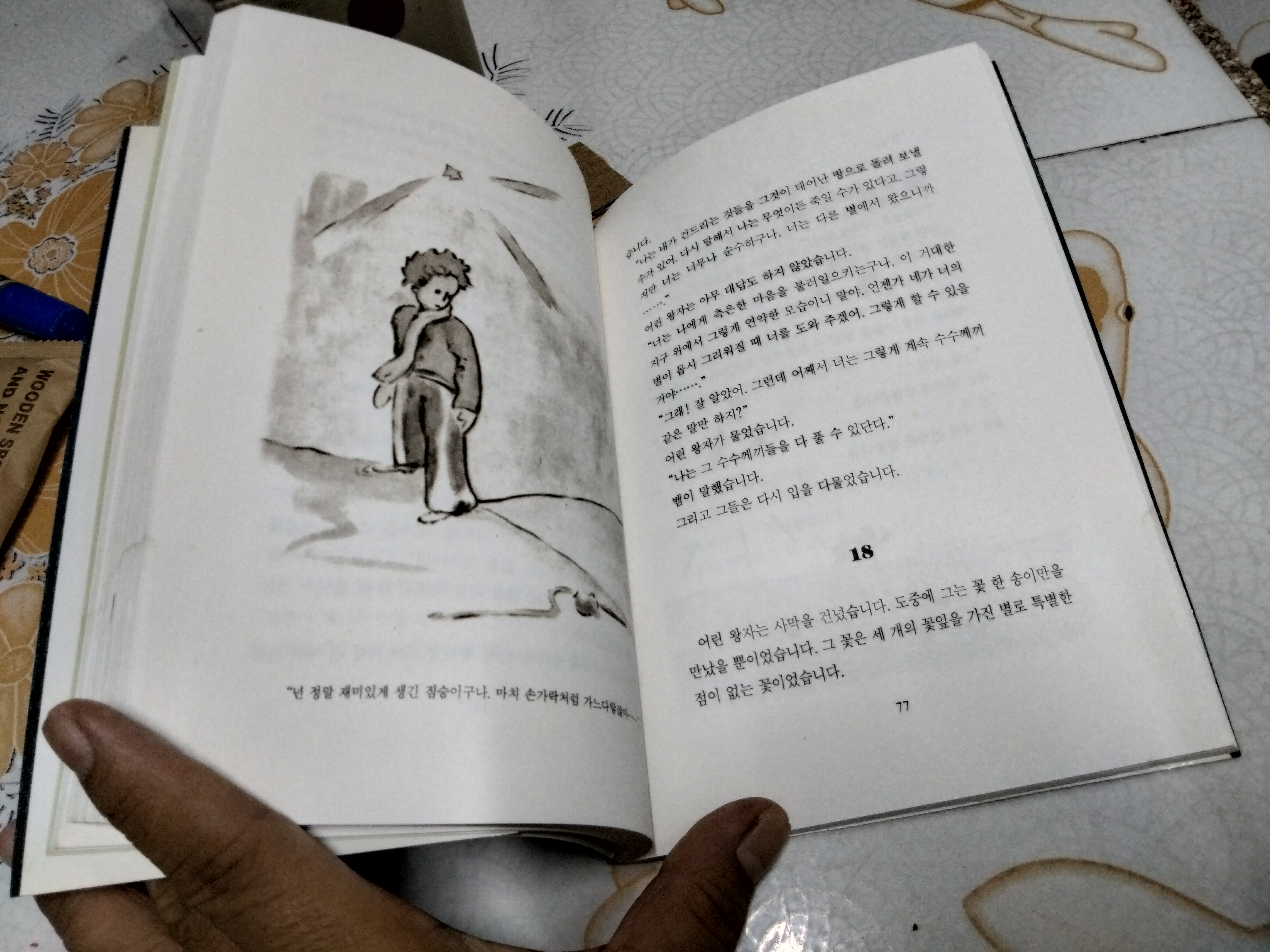 เจ้าชายน้อย ฉบับภาษาเกาหลี ** 3-4 แผ่นหลัง มีคราบน้ำจางๆ **สินค้าหมด**