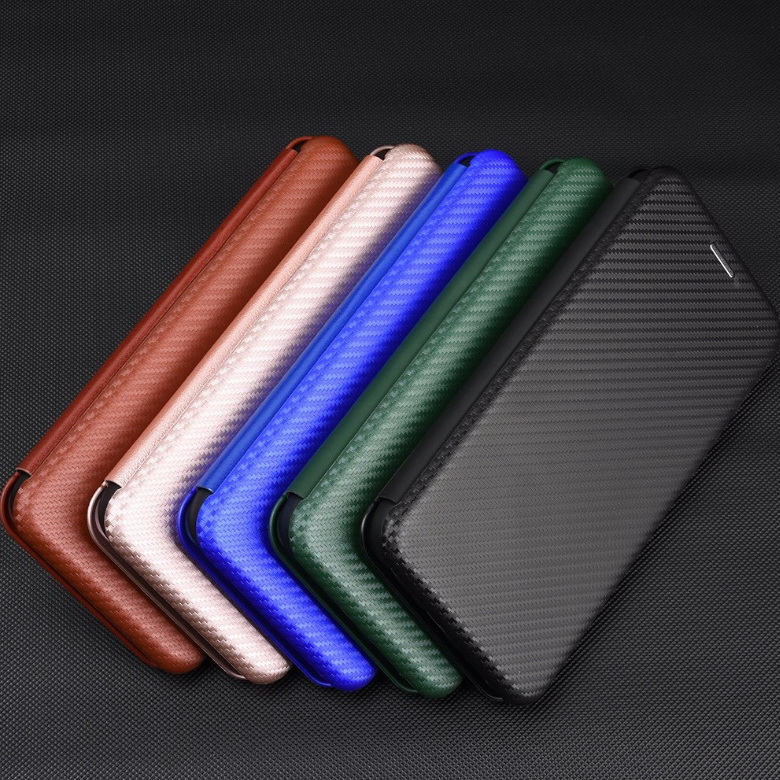 เคส Huawei P30#เคสฝาพับลายคาร์บอนไฟเบอร์มีช่องใส่การ์ด Carbon Fiber Wallet Card Slot Magnet Stand Phone Cover