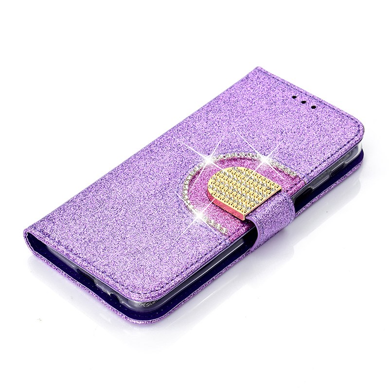 Case Samsung Galaxy A6 (2018) #เคสฝาพับแบบกระเป๋าสตางค์ Glitter Powder ตกแต่ง Rhinestone มีกระจก