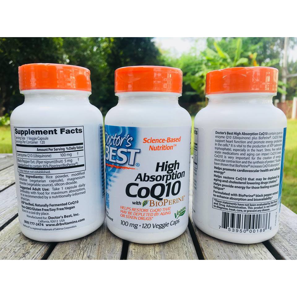 Doctor's Best® USP Verified-High Absorption CoQ10 with BioPerine 100 mg 360 Veggie Capsules ช่วยโรคหัวใจ ความดัน ไมเกรน