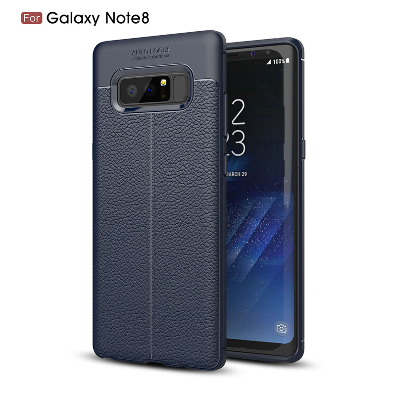 เคส Samsung Galaxy Note 8 #เคสฝาหลัง TPU ลายหนัง PU ผิวลิ้นจี่ช่วยป้องกันลายนิ้วมือและกันลื่นได้ดี