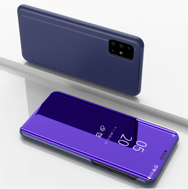 เคส Samsung Galaxy A51 #เคสฝาพับปกโปร่งแสงผิวเงา Electroplating Mirror Surface Window View