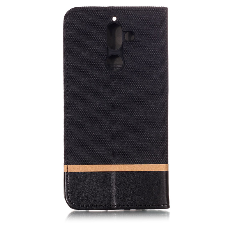 เคส Nokia 7 plus #เคสฝาพับหนัง PU ผิวเคลือบ Cloth Texture Splicing PU Leather