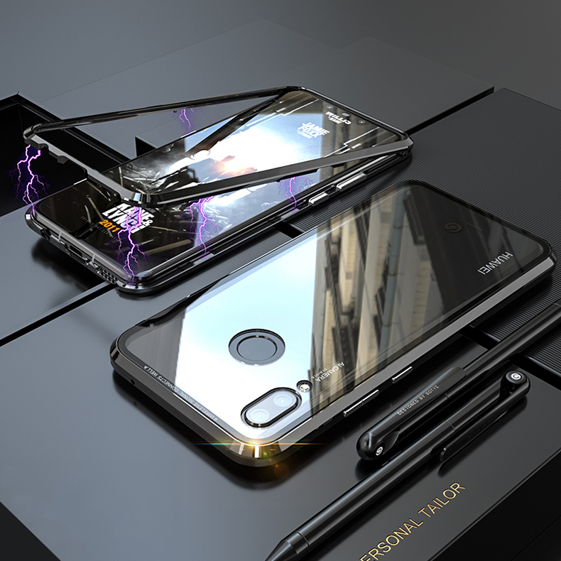 Case Huawei nova 3 #เคสกรอบโลหะที่ถอดออกได้ติดแม่เหล็ก + แผ่นด้านหลังกระจกนิรภัยคุณภาพดี