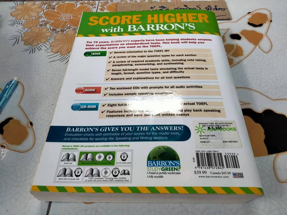 TOEFL IBT , BARRON'S เล่มใหญ่ 14th Edition (พร้อมซีดี) **สินค้าหมด**