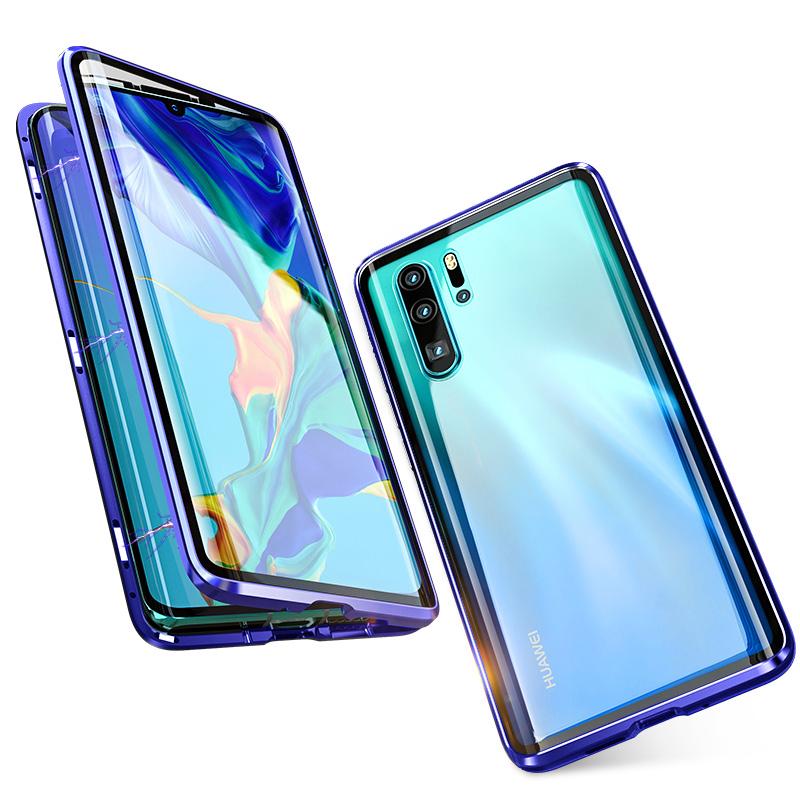 เคส Huawei P30 Pro #เคสกรอบโลหะติดแม่เหล็ก + กระจกนิรภัย Shock-proof Magnetic Installation Metal Frame + Tempered Glass Alll-round Protective