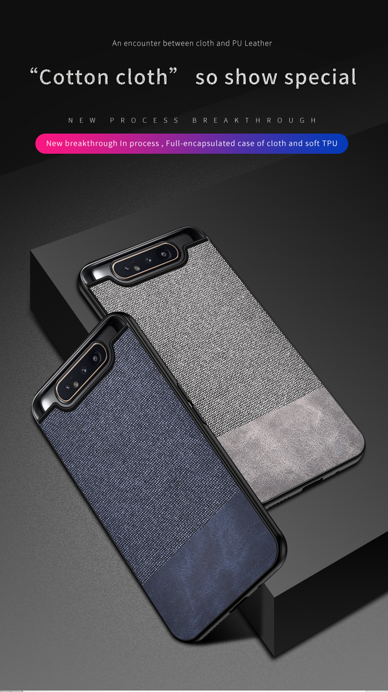 Case Samsung Galaxy A80 #เคสฝาหลังรูปแบบ Cloth Texture PU Leather + TPU
