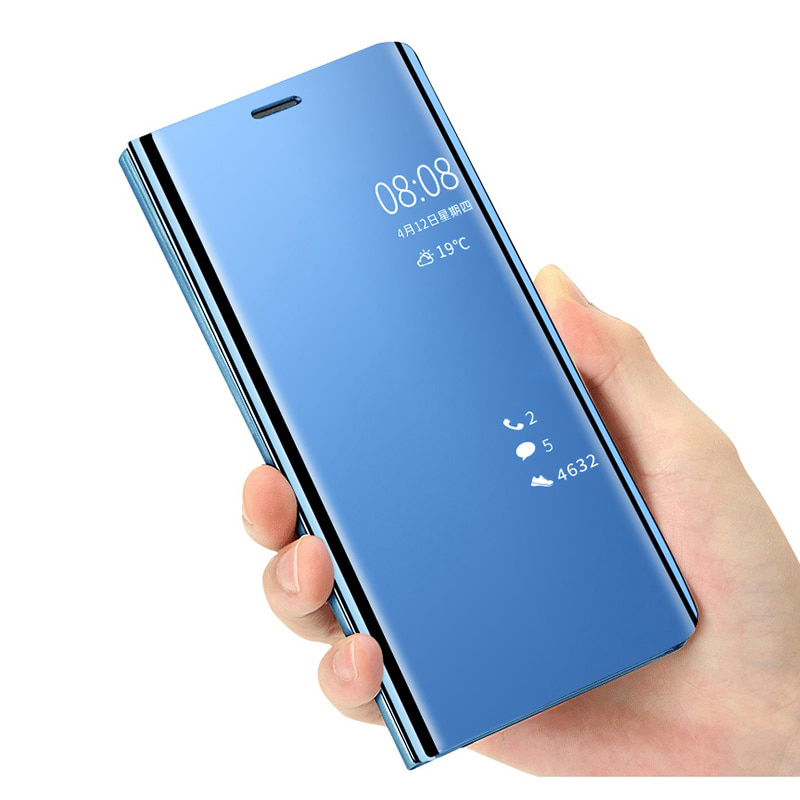 เคส Vivo Y12 #เคสฝาพับปกโปร่งแสงผิวเงา Electroplating Mirror Surface Window View