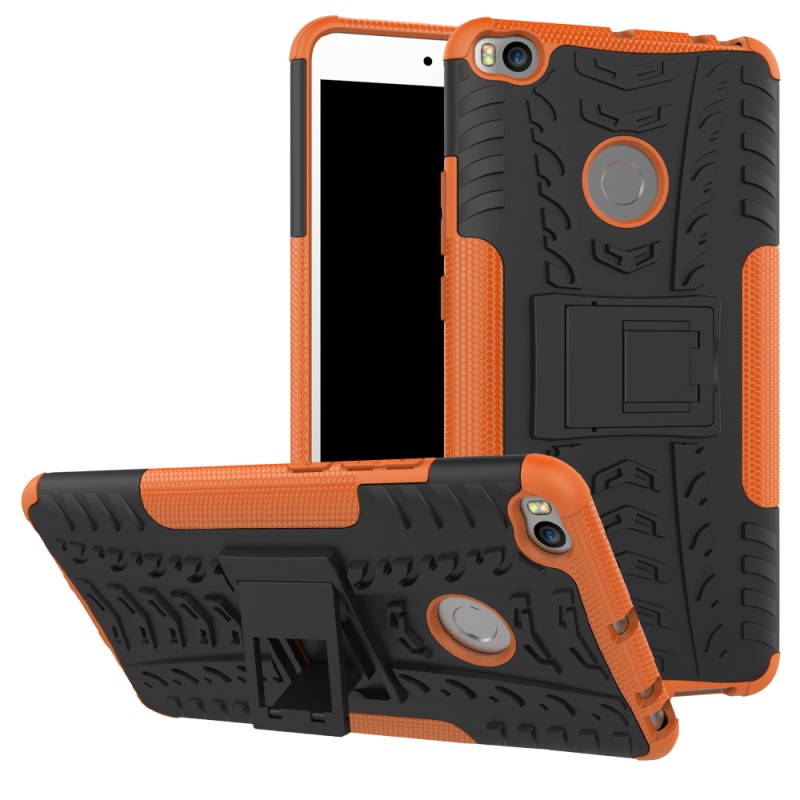 เคส Xiaomi Mi Max 2 #เคสฝาหลังไฮบริดรูปแบบยางรถยนต์ Kickstand TPU + PC 2 in 1