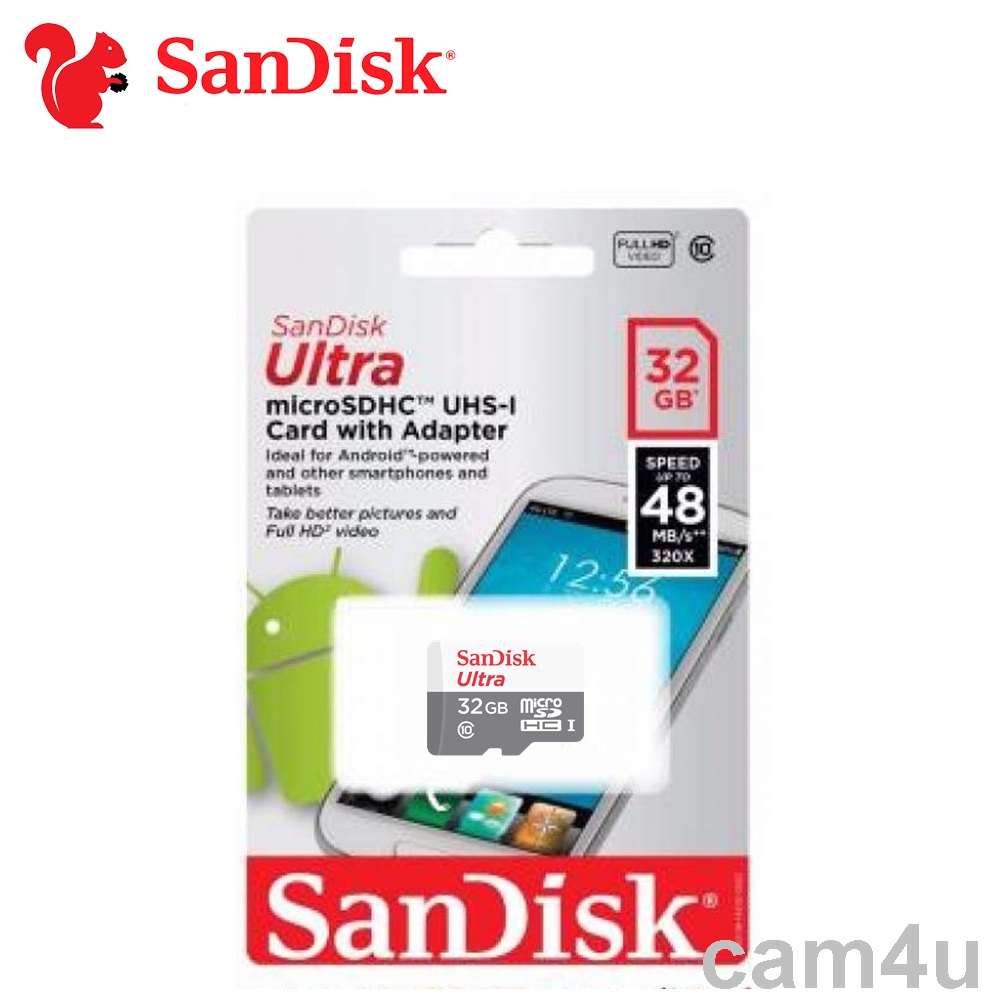 Sandisk เมมโมรี่การ์ดSandisk Micro SD Ultra 32GB ของแท้ประกันศูนย์ ขาวเทา