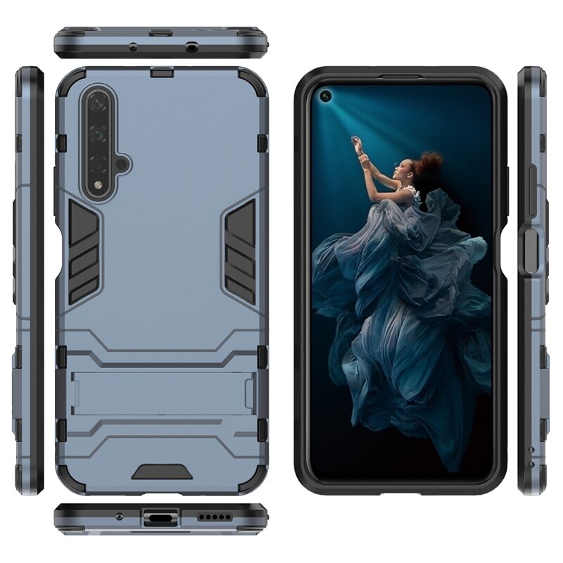 Case Huawei Nova 5T #(พร้อมส่ง)เคสฝาหลังพลาสติก ไฮบริด TPU + Kickstand สีดำ