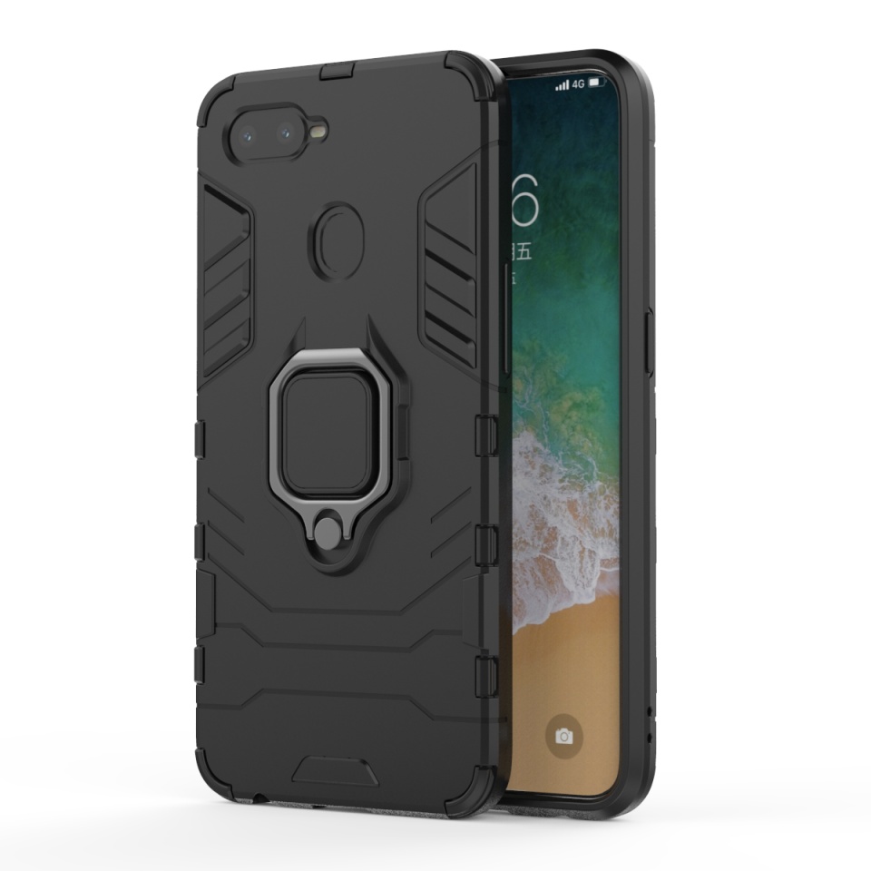 เคส OPPO A7 / A5s / AX5s #เคสฝาหลังพลาสติกแข็ง +TPU Hybrid Case มีแหวนสวมนิ้วโลหะ (สินค้าพร้อมส่ง)