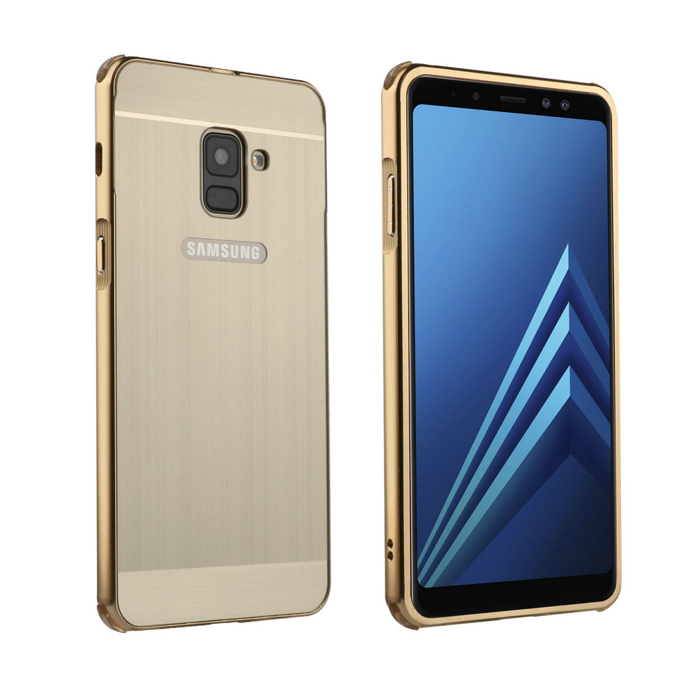 Case Samsung Galaxy A8+ (2018) #เคสกรอบโลหะกันกระแทกฝาหลังพลาสติกเลื่อนสไลด์