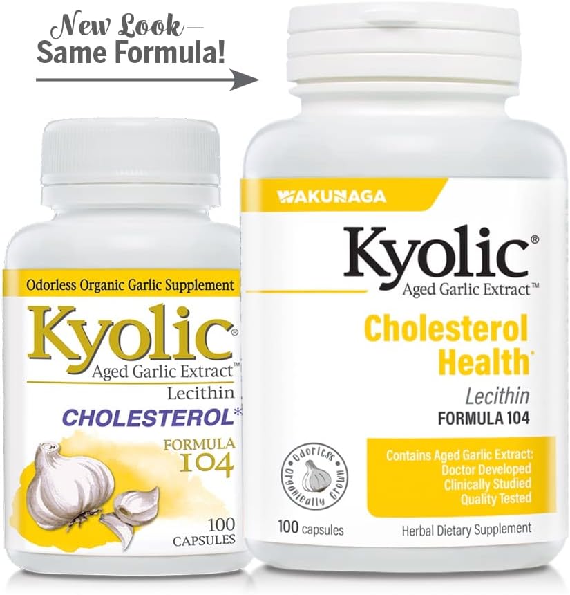 Kyolic® Aged Garlic Extract with Lecithin Cholesterol Formula 104, 100 แคปซูล (Wakunaga) กระเทียมสกัด ไร้กลิ่น