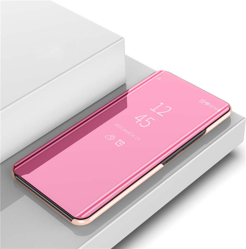 เคส Huawei P30 Pro #เคสฝาพับปกโปร่งแสงผิวเงา Electroplating Mirror Surface Window View