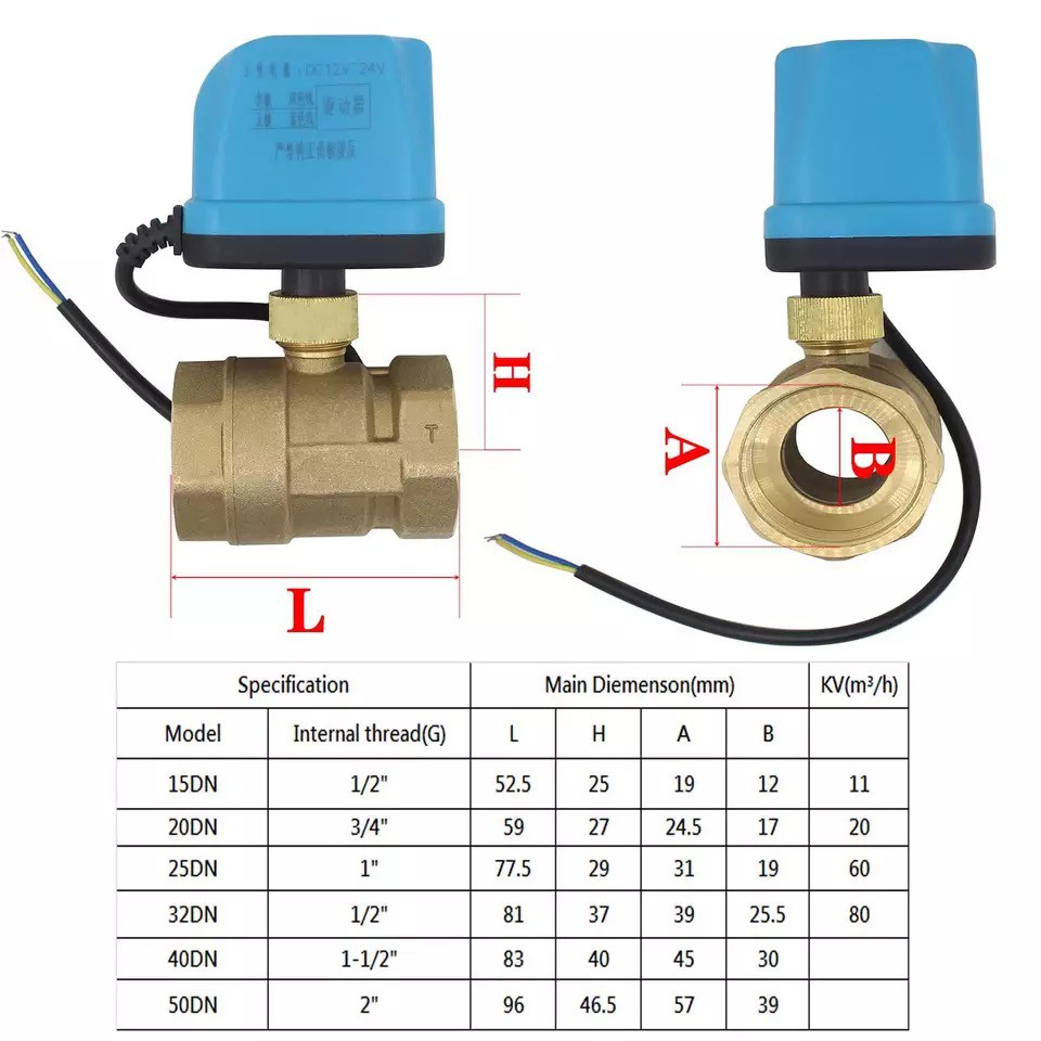 Solenoid Valve โซลินอยด์วาวล์ วาล์วฟ้า มอเตอร์วาล์ว บอลวาล์ว 2 สาย DC12-24V