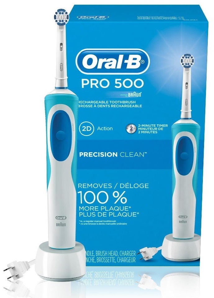 Oral-B® Pro 500 Precision Clean™ Rechargeable Electric Toothbrush แปรงสีฟันไฟฟ้า ออรัลบี แถมอะแดปเตอร์